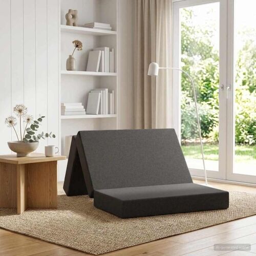 Sofa na razvlačenje 80 x 67 x 45 cm Tamnosiva - Tamnosiva 200 x 80 x 15 cm Tkanina Cijena
