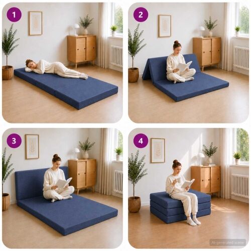 Sofa na razvlačenje 80 x 67 x 45 cm Plava - Plava 200 x 80 x 15 cm Tkanina Cijena