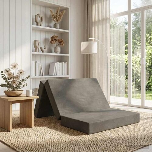 Sofa na razvlačenje 90 x 67 x 45 cm Svjetlosiva - Svjetlosiva 200 x 90 x 15 cm Baršun Cijena