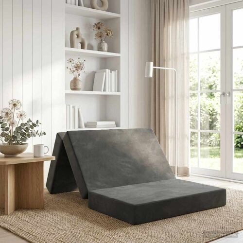 Sofa na razvlačenje 90 x 67 x 45 cm Tamnosiva - Tamnosiva 200 x 90 x 15 cm Baršun Cijena