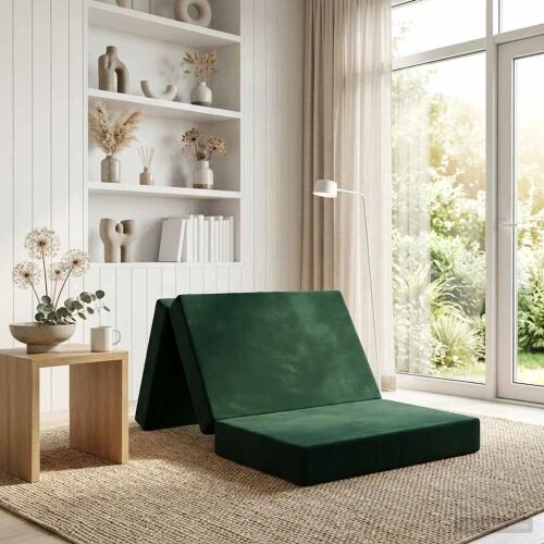 Sofa na razvlačenje 90 x 67 x 45 cm Tamnozelena - Tamnozelena 200 x 90 x 15 cm Baršun Cijena