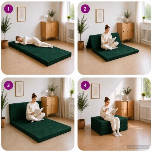 Sofa na razvlačenje 90 x 67 x 45 cm Tamnozelena - Tamnozelena 200 x 90 x 15 cm Baršun Cijena