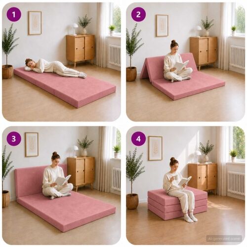 Sofa na razvlačenje 90 x 67 x 45 cm Ružičasta - Ružičasta 200 x 90 x 15 cm Baršun Cijena