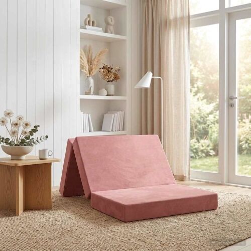 Sofa na razvlačenje 90 x 67 x 45 cm Ružičasta - Ružičasta 200 x 90 x 15 cm Baršun Cijena