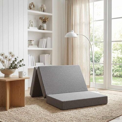 Sofa na razvlačenje 100 x 67 x 45 cm Svjetlosiva - Svjetlosiva 200 x 100 x 15 cm Tkanina Cijena