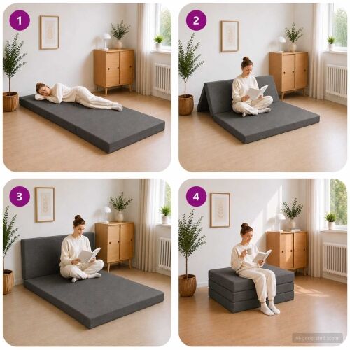 Sofa na razvlačenje 100 x 67 x 45 cm Tamnosiva - Tamnosiva 200 x 100 x 15 cm Tkanina Cijena