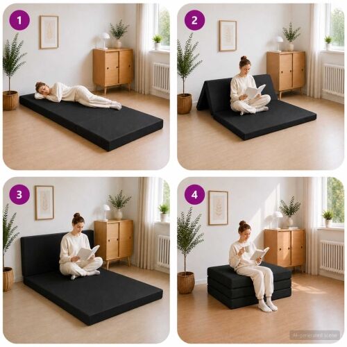 Sofa na razvlačenje 100 x 67 x 45 cm Crna - Crna 200 x 100 x 15 cm Tkanina Cijena