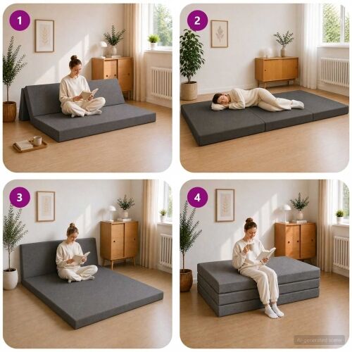 Sofa na razvlačenje 120 x 67 x 45 cm Svjetlosiva - Svjetlosiva 200 x 120 x 15 cm Tkanina Cijena