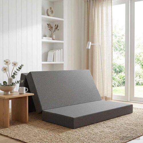 Sofa na razvlačenje 120 x 67 x 45 cm Svjetlosiva - Svjetlosiva 200 x 120 x 15 cm Tkanina Cijena