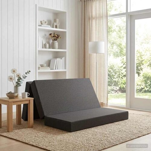 Sofa na razvlačenje 120 x 67 x 45 cm Tamnosiva - Tamnosiva 200 x 120 x 15 cm Tkanina Cijena