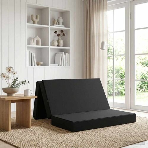Sofa na razvlačenje 120 x 67 x 45 cm Crna - Crna 200 x 120 x 15 cm Tkanina Cijena