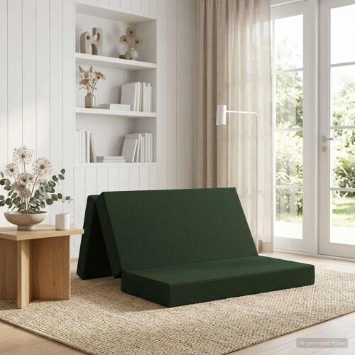 Sofa na razvlačenje 120 x 67 x 45 cm Tamnozelena - Tamnozelena 200 x 120 x 15 cm Tkanina Cijena