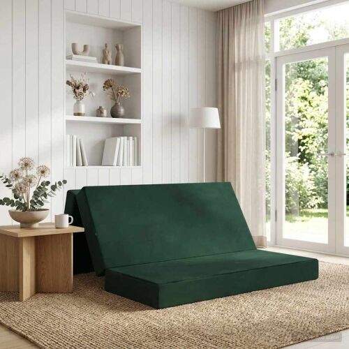 Sofa na razvlačenje 120 x 67 x 45 cm Tamnozelena - Tamnozelena 200 x 120 x 15 cm Baršun Cijena