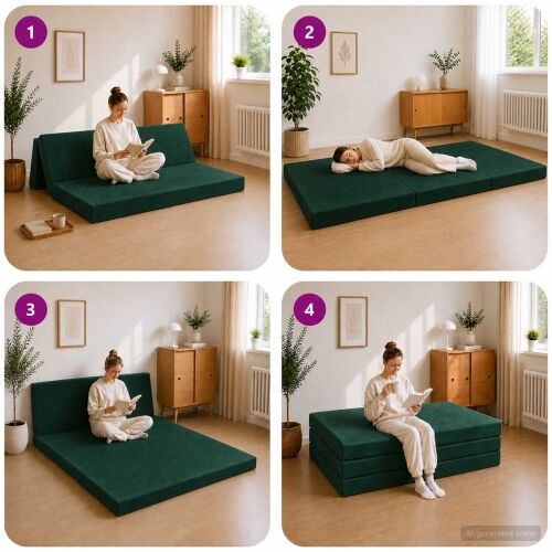 Sofa na razvlačenje 120 x 67 x 45 cm Tamnozelena - Tamnozelena 200 x 120 x 15 cm Baršun Cijena