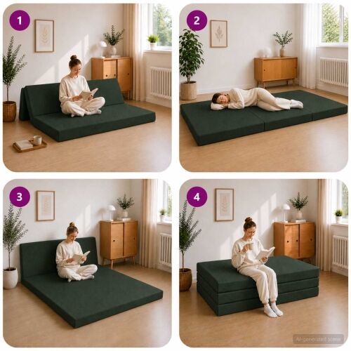 Sofa na razvlačenje 140 x 67 x 45 cm Tamnozelena - Tamnozelena 200 x 140 x 15 cm Tkanina Cijena