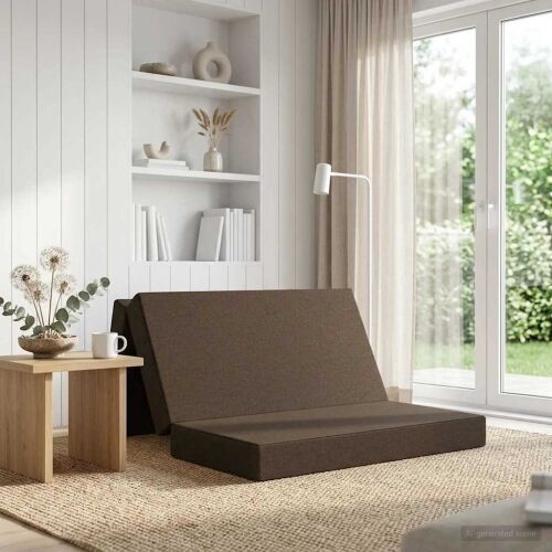 Sofa na razvlačenje 140 x 67 x 45 cm Sivosmeđa - Sivosmeđa 200 x 140 x 15 cm Tkanina Cijena