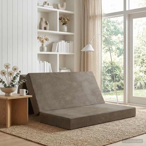 Sofa na razvlačenje 140 x 67 x 45 cm Svjetlosiva - Svjetlosiva 200 x 140 x 15 cm Baršun Cijena