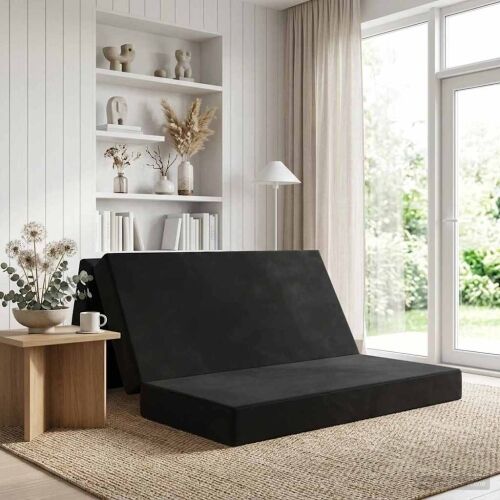 Sofa na razvlačenje 160 x 67 x 45 cm Crna - Crna 200 x 160 x 15 cm Baršun Cijena