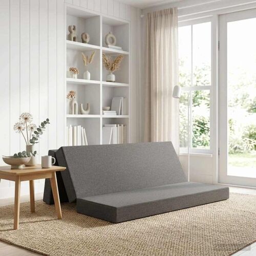 Sofa na razvlačenje 180 x 67 x 45 cm Svjetlosiva - Svjetlosiva 200 x 180 x 15 cm Tkanina Cijena