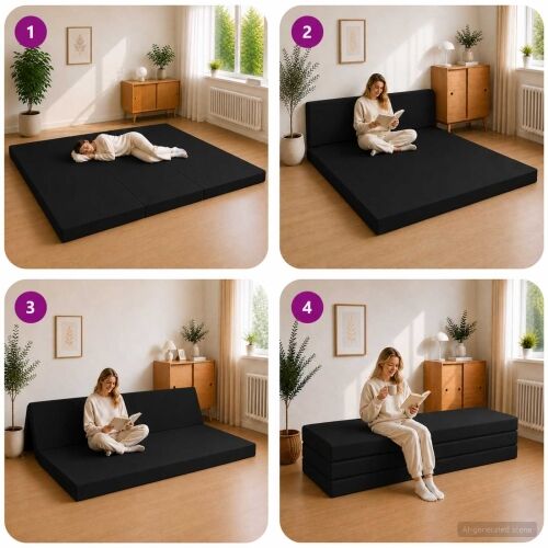 Sofa na razvlačenje 200 x 67 x 45 cm Crna - Crna 200 x 200 x 15 cm Tkanina Cijena