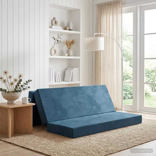Sofa na razvlačenje 200 x 67 x 45 cm Plava - Plava 200 x 200 x 15 cm Baršun Cijena