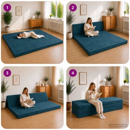Sofa na razvlačenje 200 x 67 x 45 cm Plava - Plava 200 x 200 x 15 cm Baršun Cijena