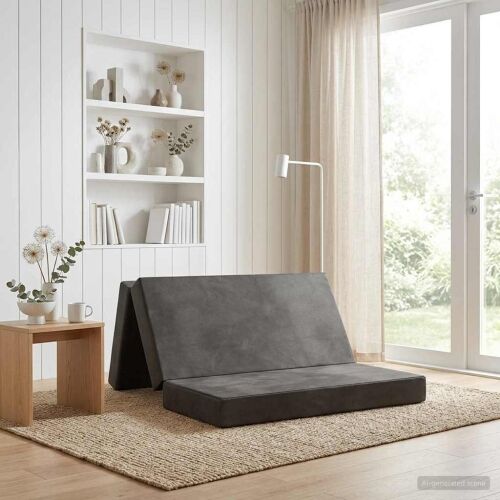 Sofa na razvlačenje 200 x 67 x 45 cm Svjetlosiva - Svjetlosiva 200 x 200 x 15 cm Baršun Cijena