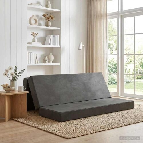 Sofa na razvlačenje 200 x 67 x 45 cm Tamnosiva - Tamnosiva 200 x 200 x 15 cm Baršun Cijena