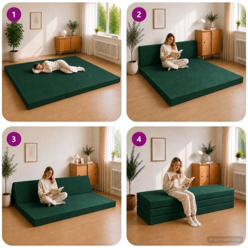 Sofa na razvlačenje 200 x 67 x 45 cm Tamnozelena - Tamnozelena 200 x 200 x 15 cm Baršun Cijena