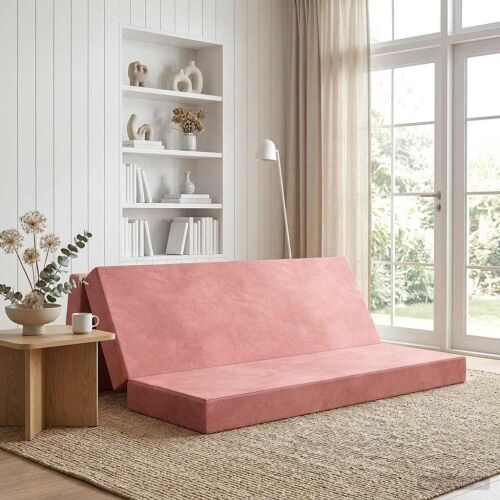 Sofa na razvlačenje 200 x 67 x 45 cm Ružičasta - Ružičasta 200 x 200 x 15 cm Baršun Cijena