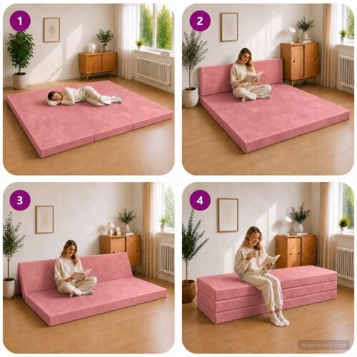 Sofa na razvlačenje 200 x 67 x 45 cm Ružičasta - Ružičasta 200 x 200 x 15 cm Baršun Cijena