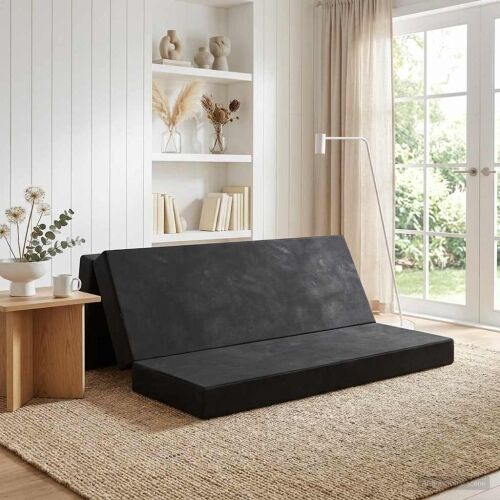 Sofa na razvlačenje 200 x 67 x 45 cm Crna - Crna 200 x 200 x 15 cm Baršun Cijena