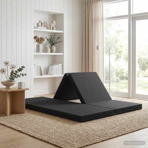 Sofa na razvlačenje 140 x 67 x 15 cm Crna - Crna Tkanina Cijena
