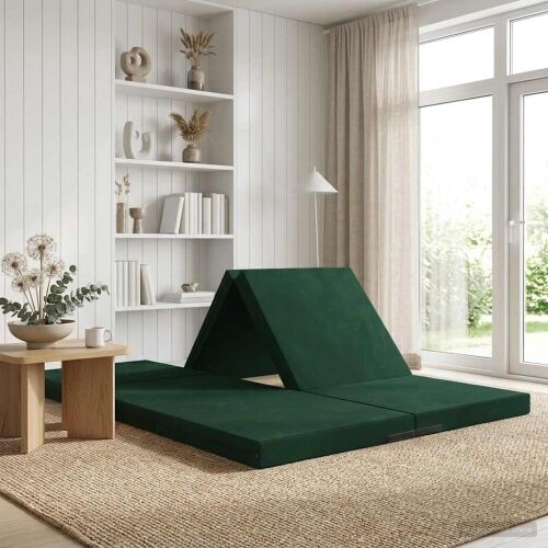 Sofa na razvlačenje 140 x 67 x 15 cm Tamnozelena - Tamnozelena Baršun Cijena
