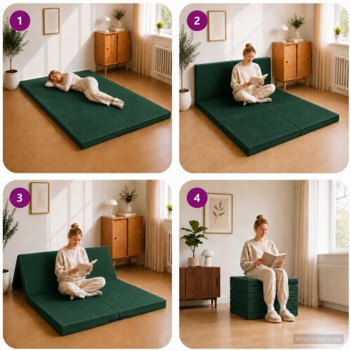 Sofa na razvlačenje 140 x 67 x 15 cm Tamnozelena - Tamnozelena Baršun Cijena