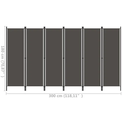Paravan - Sobna pregrada sa 6 panela antracit 300 x 180 cm - Antracit 6 Cijena