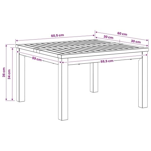 Stolić za kavu Prirodna 60 x 60,5 x 36 cm Čvrsto drvo akacije - 60 x 60,5 x 36 cm Prirodna Cijena