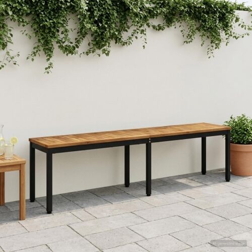 Vrtna klupa 161 x 35 x 45 cm Čvrsto drvo akacije Pravokutni - 161 x 35 x 45 cm Prirodna i crna Cijena