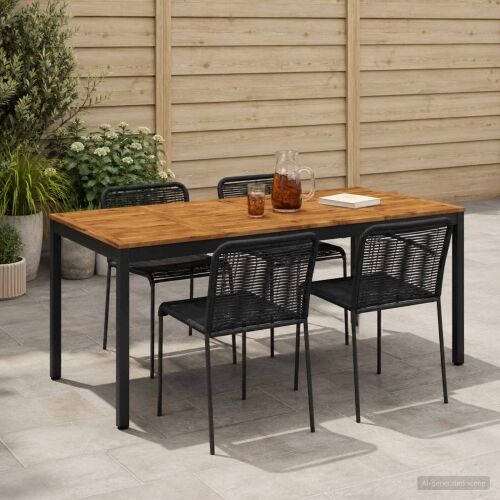 Stol za večeru u vrtu Prirodna i crna 147 x 88,5 x 75 cm - Prirodna i crna 147 x 88,5 x 75 cm Cijena