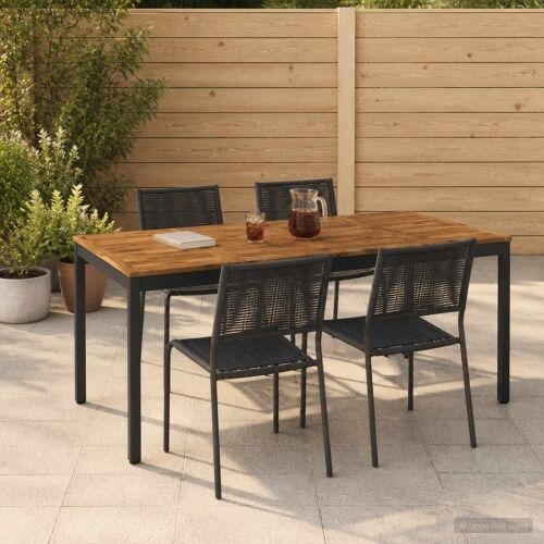 Stol za večeru u vrtu Prirodna i crna 180 x 88,5 x 75 cm - Prirodna i crna 180 x 88,5 x 75 cm Cijena