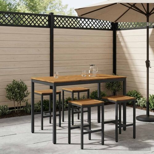 Stol za bar u vrtu Prirodna i crna 141 x 80,5 x 105 cm - Prirodna i crna 141 x 80,5 x 105 cm Cijena