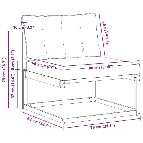 Srednja sofa za van s jastukom Bijela 79 x 83 x 73 cm čelik - Bijela i svjetlosiva 1x srednji Cijena