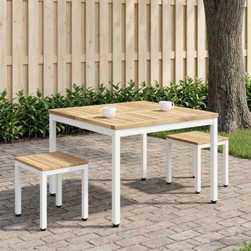 Stolić za kavu Bijela 80 x 80,5 x 45 cm Čvrsto drvo akacije - 80 x 80,5 x 45 cm Bijela Cijena