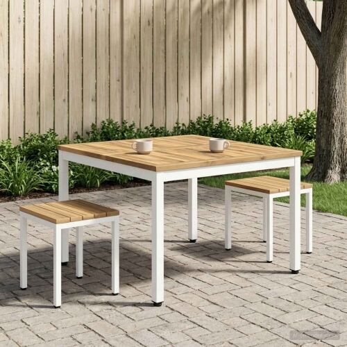 Stolić za kavu Bijela 100 x 100,5 x 45 cm Čvrsto drvo akacije - 100 x 100,5 x 45 cm Bijela Cijena