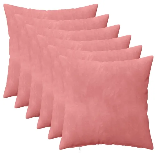 Presvlaka za jastuk 6 pcs HEERLEN Ružičasta 30 x 30 cm Baršun - Ružičasta 30 x 30 cm 6 Cijena