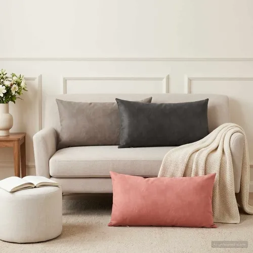 Presvlaka za jastuk 6 pcs HEERLEN Ružičasta 40 x 70 cm Baršun - Ružičasta 40 x 70 cm 6 Cijena