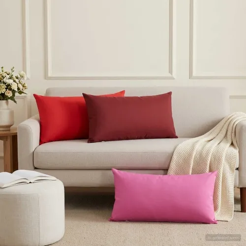 Presvlaka za jastuk 6 pcs HEERLEN Vinska crvena 40 x 80 cm - boja crnog vina 40 x 80 cm 6 Cijena