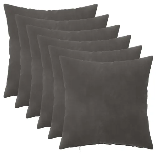 Presvlaka za jastuk 6 pcs HEERLEN Tamnosiva 45 x 45 cm Baršun - Tamnosiva 45 x 45 cm 6 Cijena