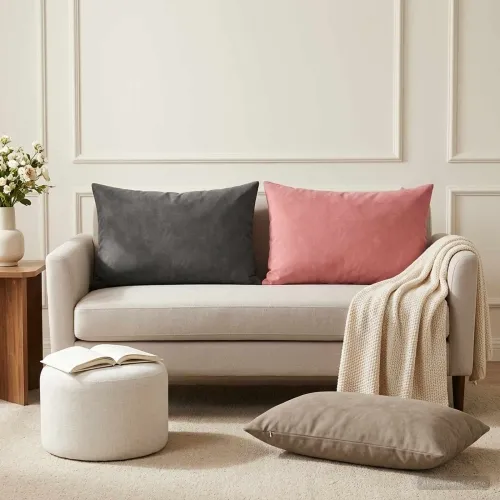 Presvlaka za jastuk 6 pcs HEERLEN Svjetlosiva 50 x 70 cm Baršun - Svjetlosiva 50 x 70 cm 6 Cijena