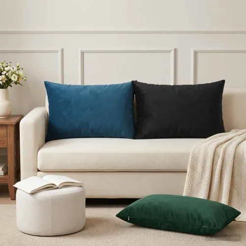 Presvlaka za jastuk 2 pcs HEERLEN Crna 50 x 70 cm Baršun - Crna 50 x 70 cm 2 Cijena